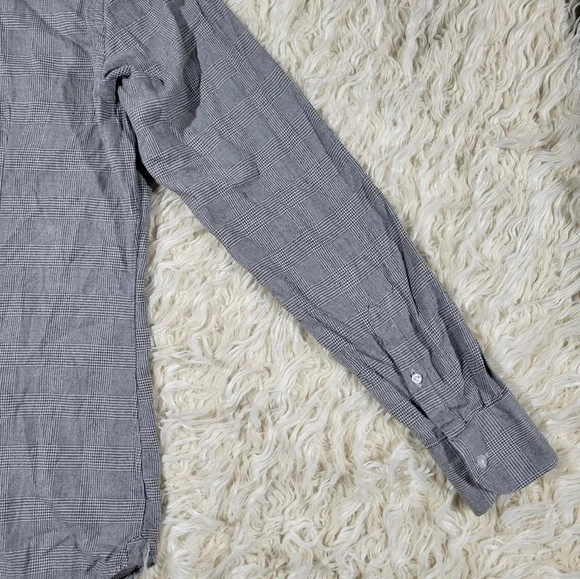 Pini Parma Classic Gray Linen Shirt Made In Italy Size 15 Neck - Picture 15 of 16